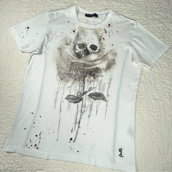 🔥Religion Blue Label Skull Graphic Tee Mens Shirt Size Large - Picture 2 of 11